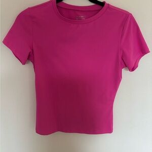 SKIMS Dupe- Short Sleeve Crewneck Top - Hot Pink